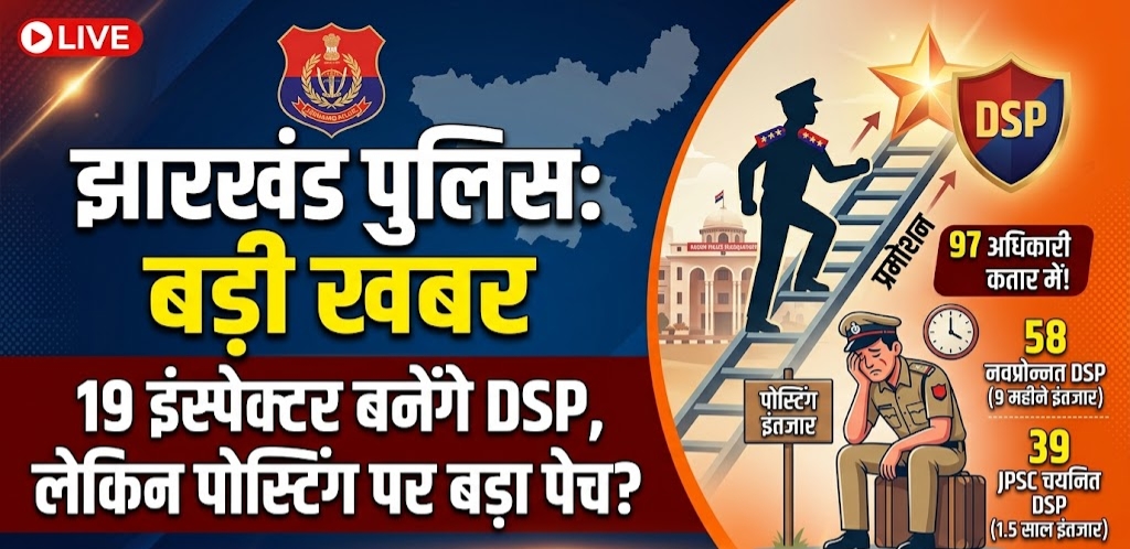 झारखंड पुलिस महकमे में हलचल: 19 इंस्पेक्टर बनेंगे DSP, लेकिन पोस्टिंग का ‘पेच’ बरकरार