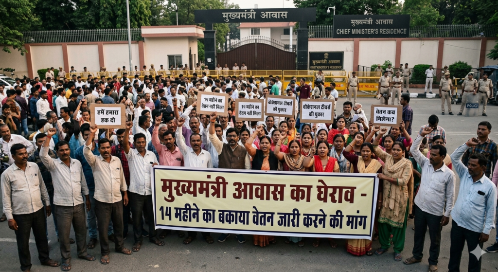 14 महीने के बकाए वेतन को लेकर सड़कों पर उतरे झारखंड के वोकेशनल शिक्षक, सीएम आवास का किया घेराव