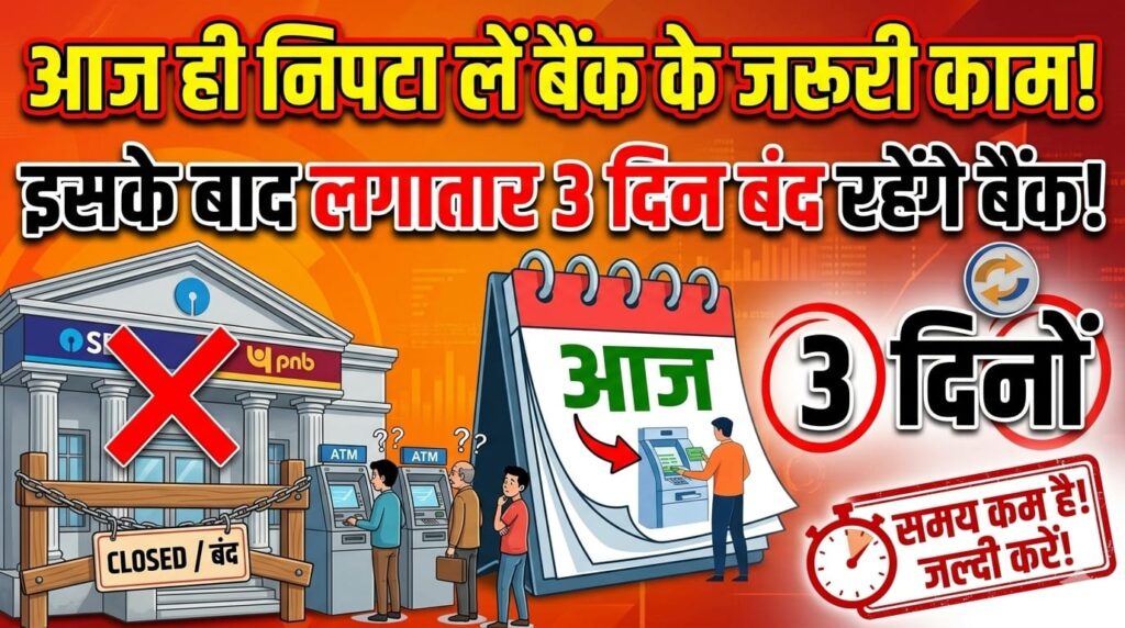 आज ही निपटा लें बैंक के जरूरी काम, इसके बाद लगातार 3 दिन बंद रहेंगे बैंक