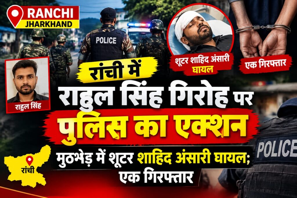 रांची में राहुल सिंह गिरोह पर पुलिस का एक्शन, मुठभेड़ में शूटर शाहिद अंसारी घायल; एक गिरफ्तार